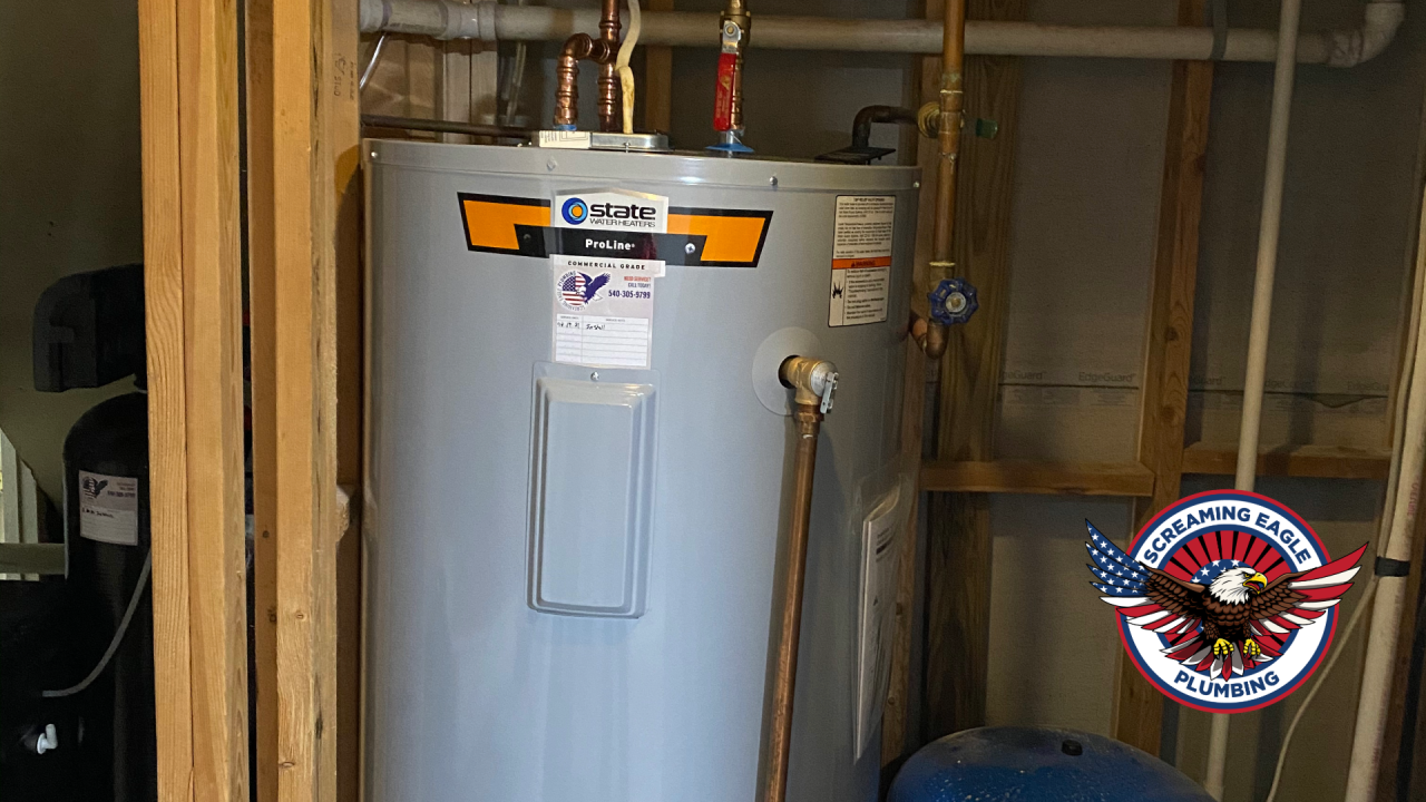 water heater installation Fredericksburg VA, Screaming Eagle Plumbing, tankless water heater benefits, water heaters repair near me, Veteran-owned plumbing services